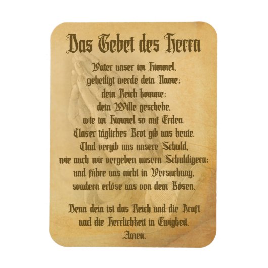 Das Vaterunser (Deutsch) Magnet (Vertikal)