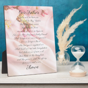 Das Vaterunser Elegant Soft Rosa Florales Geschenk Fotoplatte