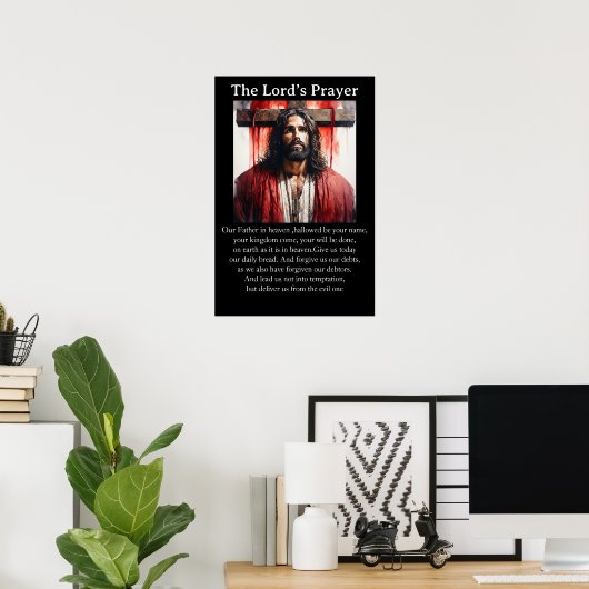 Das Vaterunser Jesus Christus steht feierlich Poster (Heimbüro)