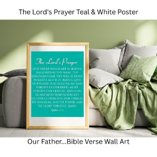 Das Vaterunser Teal & Weiß Poster