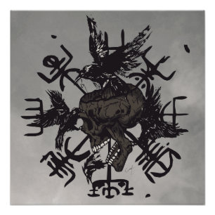 Das Vegvisir-Symbol um einen Schädel Poster