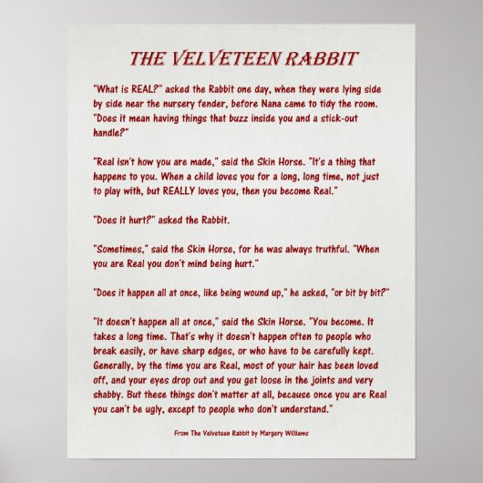 Das Velveteen Rabbit - Was ist real? -Poster Poster (Vorne)