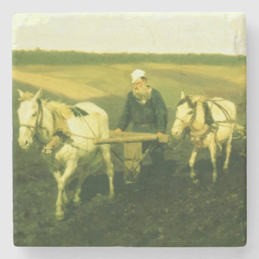 Das Verfasser Lev Nikolaevich Tolstoy Steinuntersetzer (Vorderseite)