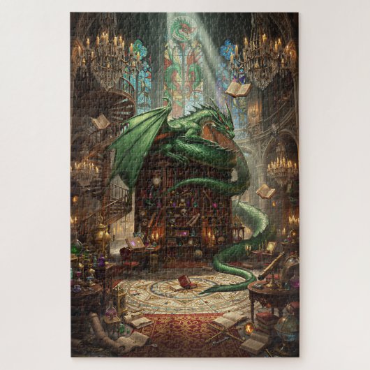 Das vergessene Drachenbibliotheks-Puzzle | 1000 Te Puzzle (Vertikal)