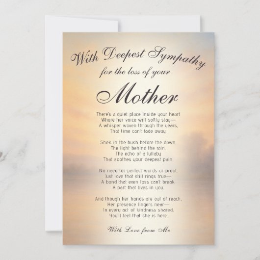 Das Verlieren einer Mutter-Gedenkstätte Karte (Vorderseite)