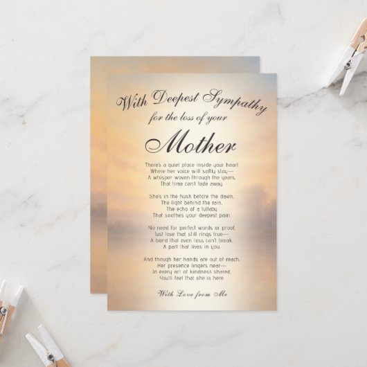 Das Verlieren einer Mutter-Gedenkstätte Karte (Vorderseite/Rückseite Beispiel)