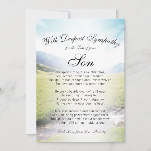 Das Verlieren eines Son Memorial Karte (Vorderseite)