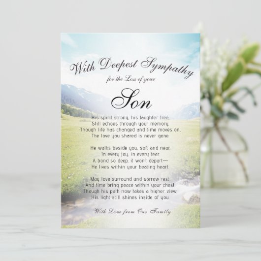 Das Verlieren eines Son Memorial Karte (Stehend Vorderseite)