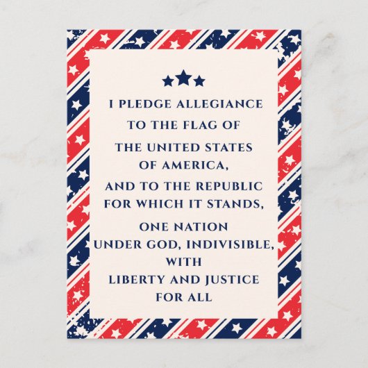 Das Versprechen der allegiance rot-blauer amerikan Postkarte (Vorderseite)