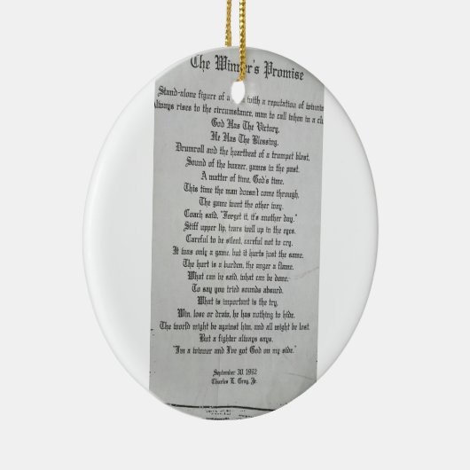 "Das Versprechen des Siegers über Metalldogttags Keramik Ornament (Rechts)