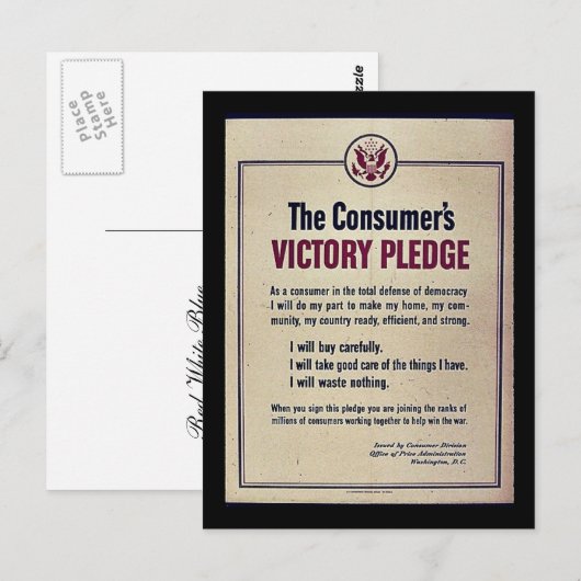 Das Versprechen des Verbrauchers zum Sieg Postkarte (Vorne/Hinten)