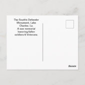 Das Verteidigungsdenkmal des Südens, der Charles S Postkarte (Rückseite)