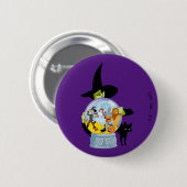Das verworrene Hexenkristall-Halloween Button (Vorne & Hinten)