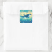 Das verzauberte Abenteuer auf dem Swim Orca Quadratischer Aufkleber (Tasche)