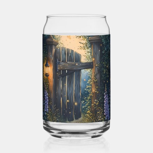 Das verzauberte Gartentor unter glühendem Himmel Dosenglas (Rückseite)