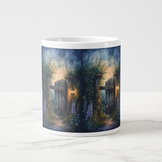 Das verzauberte Gartentor unter glühendem Himmel Jumbo-Tasse (Vorderseite)