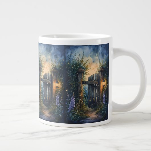 Das verzauberte Gartentor unter glühendem Himmel Jumbo-Tasse (Rechts)