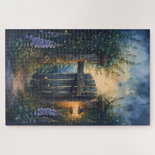 Das verzauberte Gartentor unter glühendem Himmel Puzzle (Horizontal)