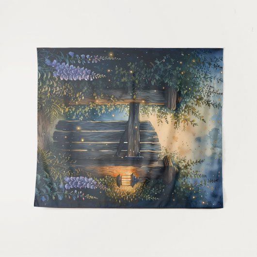 Das verzauberte Gartentor unter glühendem Himmel Wandteppich (Vorderseite (Horizontal))