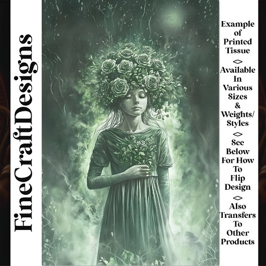 Das verzauberte Naturmädchen in der Rose Kronen U9 Seidenpapier