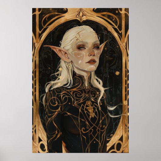 Das verzauberte Porträt einer reifen Elfenfrau in Poster (Vorne)