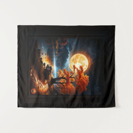 Das verzauberte Reich des Orangen Mondes von Xzend Wandteppich (Vorderseite (Horizontal))