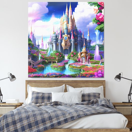 Das verzauberte Schloss: Ein Ort der Schönheit und Leinwanddruck (Insitu (Schlafzimmer))