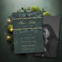 Das verzauberte Waldgoldene Foto Hochzeit speicher Einladung