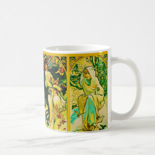 Das vier Jahreszeiten ~ Alphonse Mucha Kaffeetasse