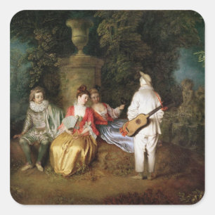 Das Viererspiel, c.1713 Quadratischer Aufkleber