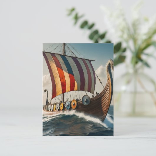 Das Viking Long Schiff Postkarte (Stehend Vorderseite)