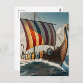 Das Viking Long Schiff Postkarte (Vorne/Hinten)
