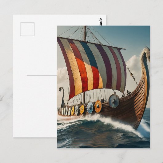 Das Viking Long Schiff Postkarte (Vorne/Hinten)