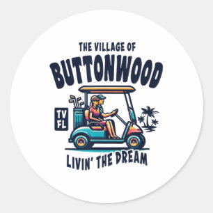 Das Village Of Buttonwood Golfcart-Design  Runder Aufkleber