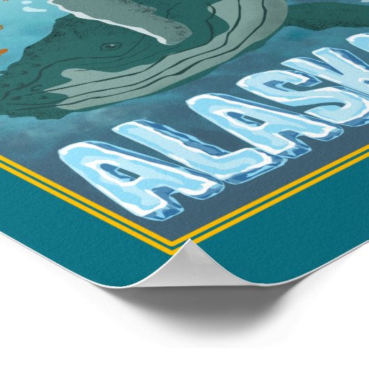 Das Vintage Alaskan Travel Whale Poster (Ecke)