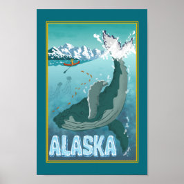 Das Vintage Alaskan Travel Whale Poster