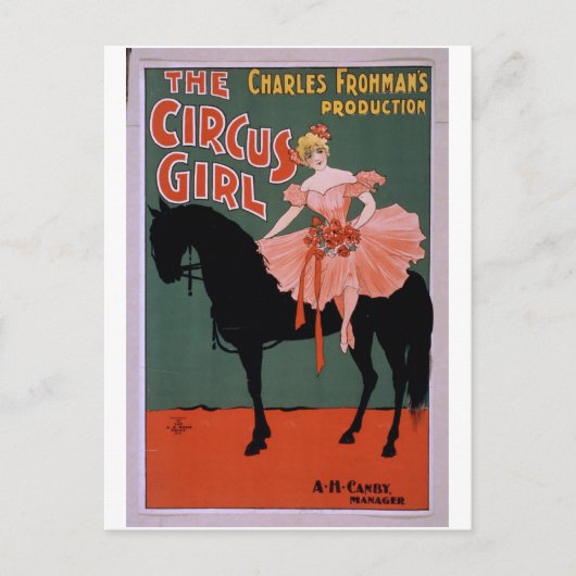 Das Vintage Circus Girl Theater Postkarte (Vorderseite)
