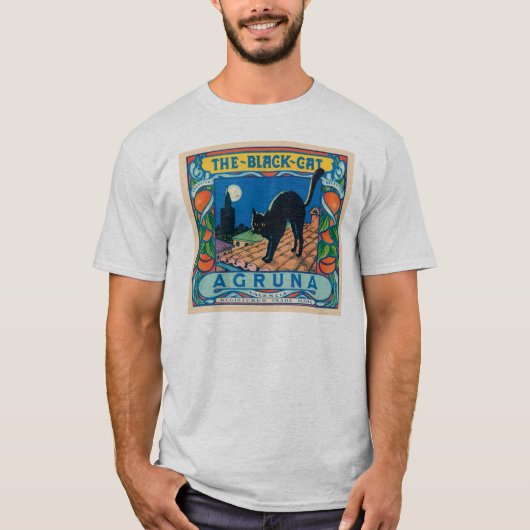 Das Vintage Katzenlabel Black Cat Agruna T-Shirt (Vorderseite)