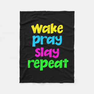 Das Vintage Neon Sign-Weck des Retro 80's Pray Sla Fleecedecke