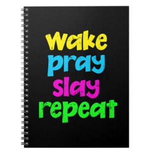 Das Vintage Neon Sign-Weck des Retro 80's Pray Sla Notizblock