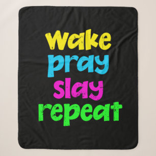 Das Vintage Neon Sign-Weck des Retro 80's Pray Sla Sherpadecke