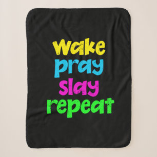 Das Vintage Neon Sign-Weck des Retro 80's Pray Sla Sherpadecke