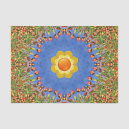 Das Vintage orange Gelb-Blau-Kaleidoskop Sun Seidenpapier