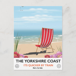 Das Vintage Plakat an der Küste von Yorkshire Postkarte