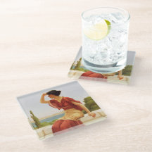 Das Vintage Portrait der Frau mit dem Zeichen Godw