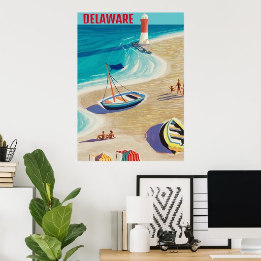 Das Vintage Poster am Strand (Heimbüro)