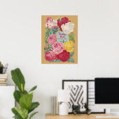Das Vintage-Rosen-Blumenladen-Schild Poster (Heimbüro)