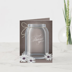 Das Vintage rustikale Maurer-Glas-Gänseblümchen Dankeskarte