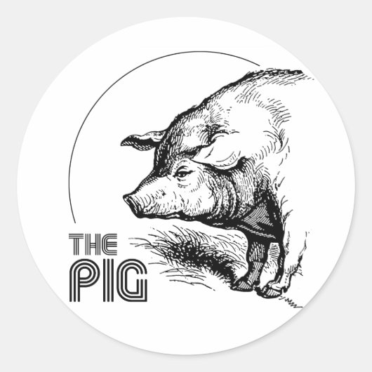 DAS VINTAGE SCHWEIN RUNDER AUFKLEBER (Vorderseite)