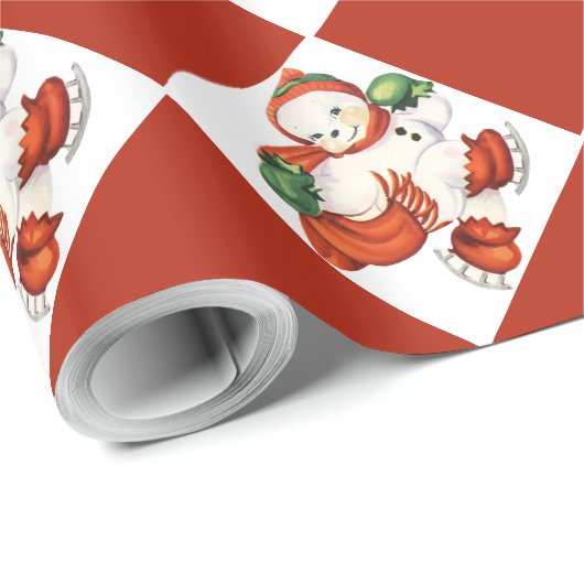 Das Vintage Weihnachtspapier des Schneemanns Geschenkpapier (Rolleneckpunkt)